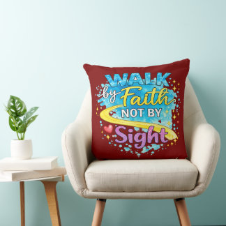 Almohada inspiradora para tirar 'Caminar por fe, n