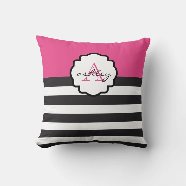Almohada intrépida del monograma de la raya del (Anverso)