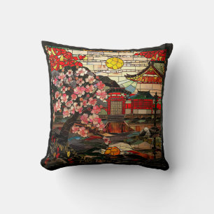 Almohada japonesa de arte de vidrio teñido