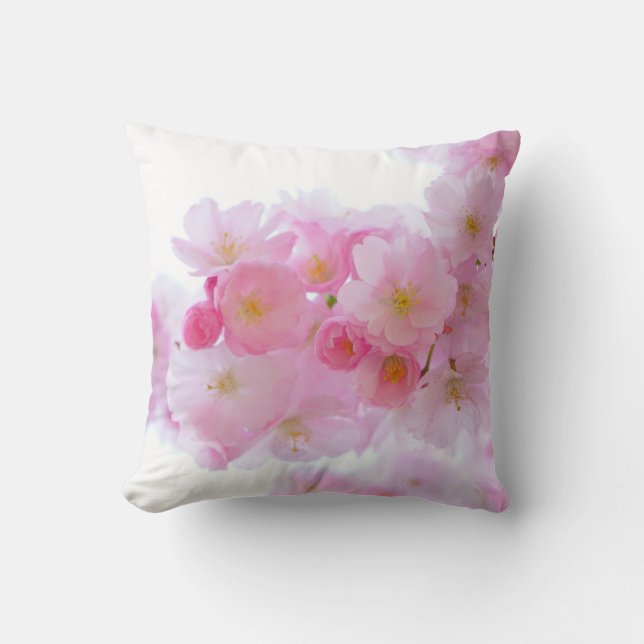 Almohada japonesa de flores de cerezo rosadas (Anverso)