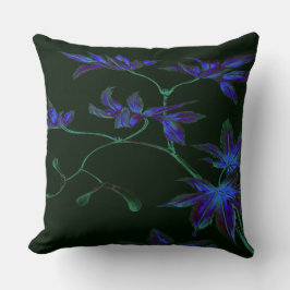 Almohada Japonesa Floral Azul Profundo y Verde
