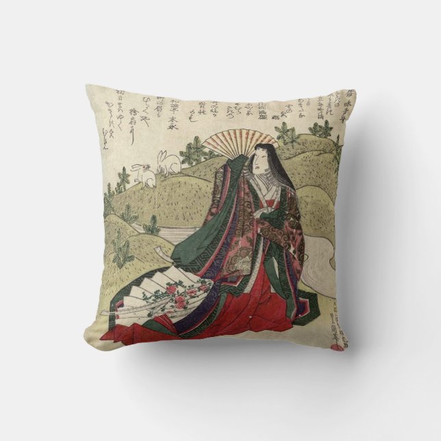 Almohada japonesa hermosa de las ilustraciones del (Anverso)