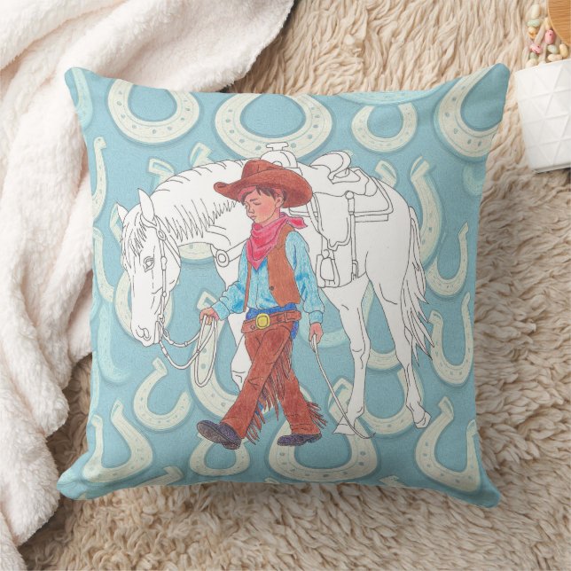 Almohada Joven Vaquero y Caballo (Manta)
