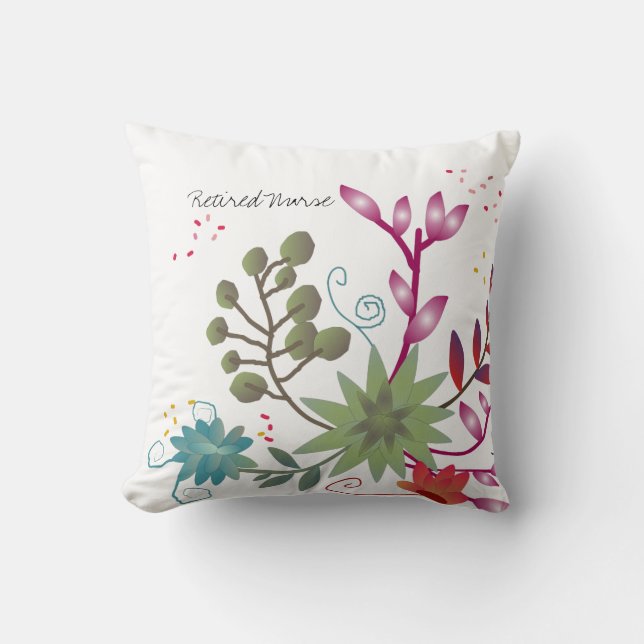 Almohada jubilada floral bonita de la enfermera (Anverso)