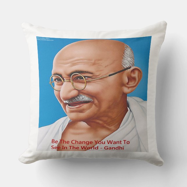 Almohada Jumbo de Algodón Gandhi & Be The Change Q (Anverso)