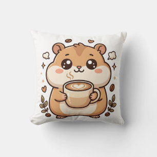 Almohada Kawaii Corazón Latte Hámster Adorable