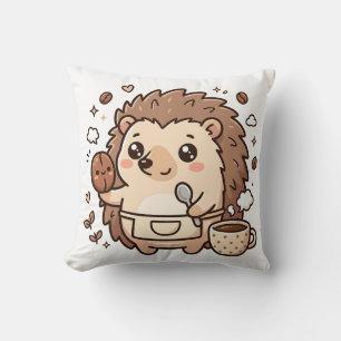 Almohada Kawaii de Café con Erizo