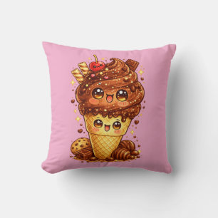 Almohada Kawaii de Cono de Helado de Chocolate