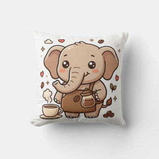 Almohada Kawaii Delantal de Barista de Elefante Li