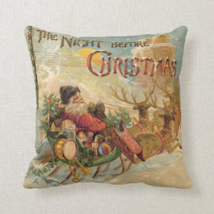 Almohada "La noche antes de Navidad" Santa Trineo