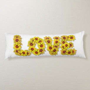 Almohada larga de girasoles amor