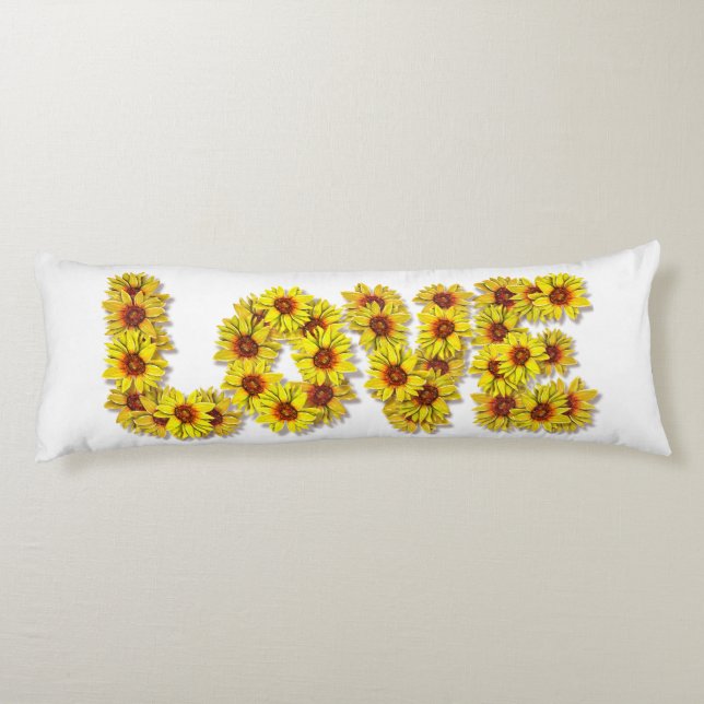 Almohada larga de girasoles amor (Reverso)