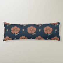 Almohada larga de terracota floral azul melancólic