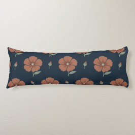 Almohada larga de terracota floral azul melancólic