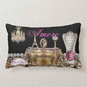 Almohada LARGA del VINTAGE ELEGANTE francés