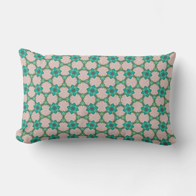 Almohada larga floral verde vintage (Anverso)