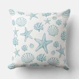 Almohada Lg Teal Seashell Starfish Playera 