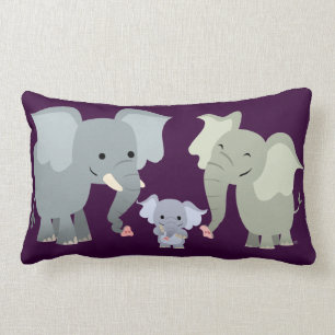 Almohada linda de la familia del elefante del