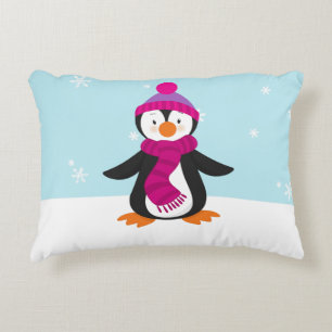 Almohada linda del acento del pingüino del