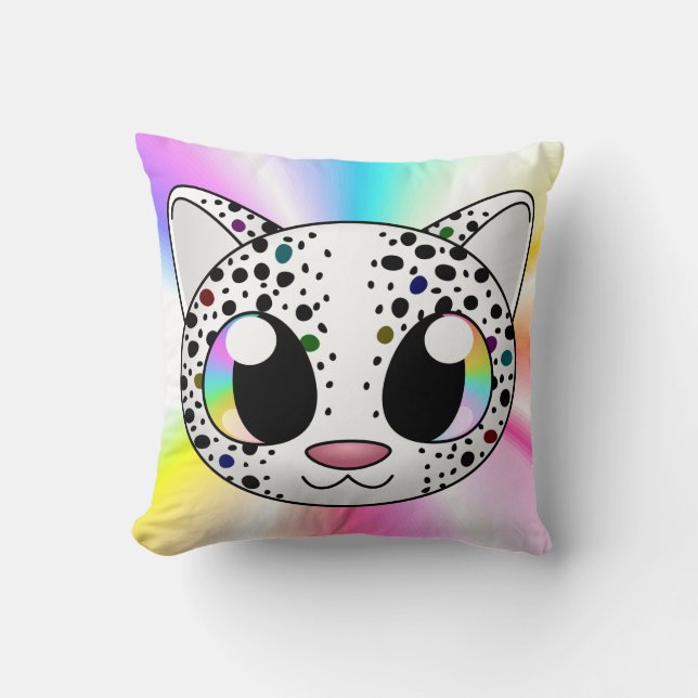 Almohada linda del leopardo del arco iris (Anverso)