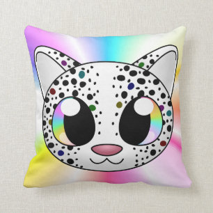 Almohada linda del leopardo del arco iris