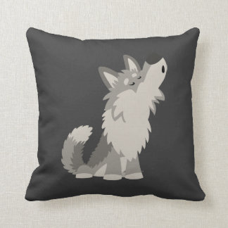 Almohada linda del lobo del dibujo animado del