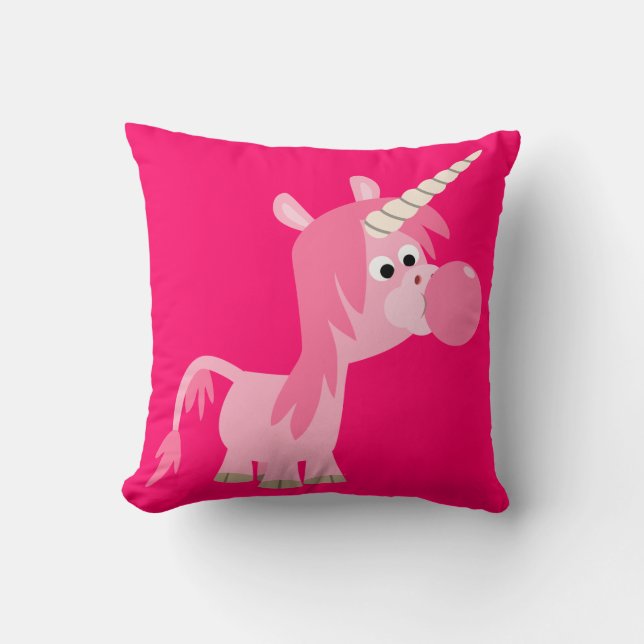 Almohada linda del unicornio del chicle del dibujo (Anverso)