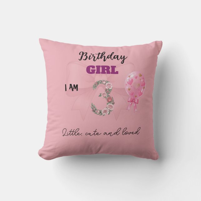 Almohada linda niña cumpleaños 3  (Anverso)