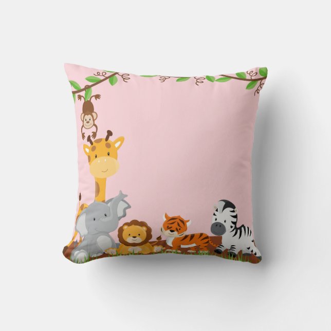 Almohada linda rosada de los animales del bebé de (Anverso)