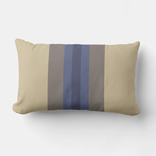 Almohada lumbar a rayas beige azul moderna (Anverso)