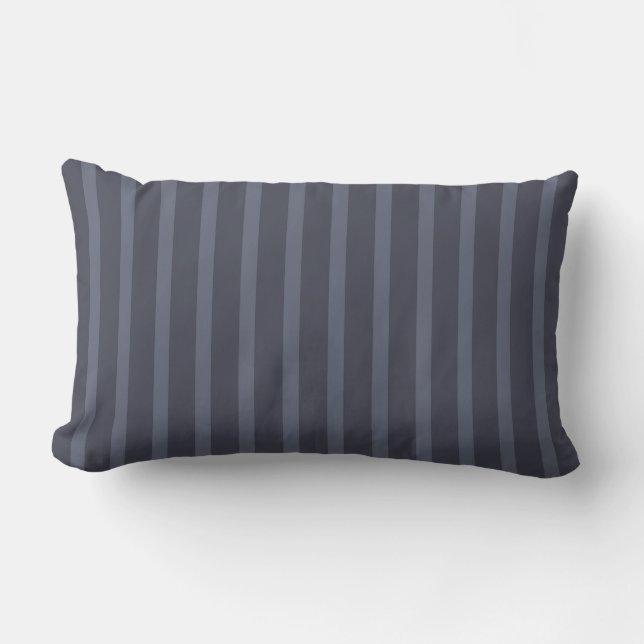 Almohada lumbar a rayas gris azul moderno (Anverso)
