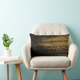 Almohada lumbar abstracta de negro tono dorado