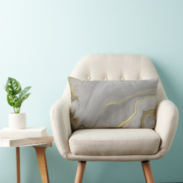 Almohada lumbar abstracta dorada gris