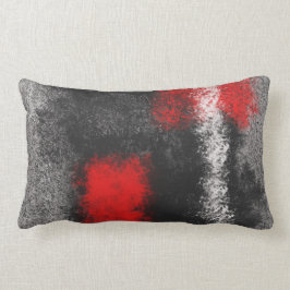 Almohada lumbar abstracta gris oscuro roja y blanc