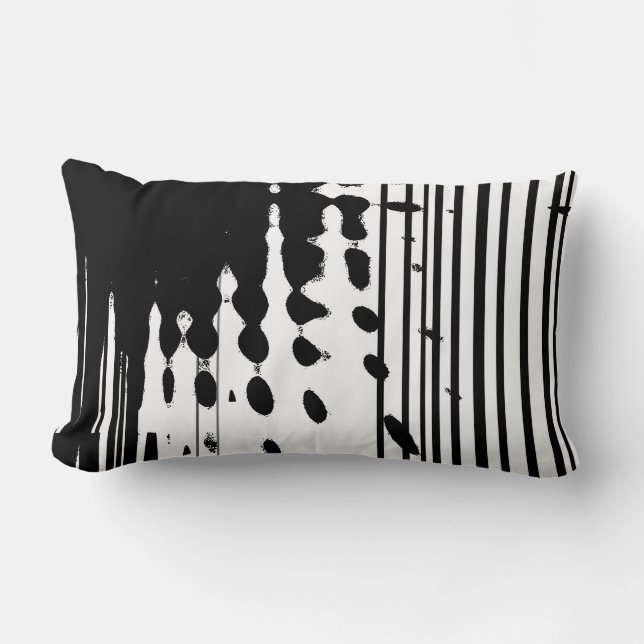 Almohada lumbar abstracta negra y blanca (Anverso)