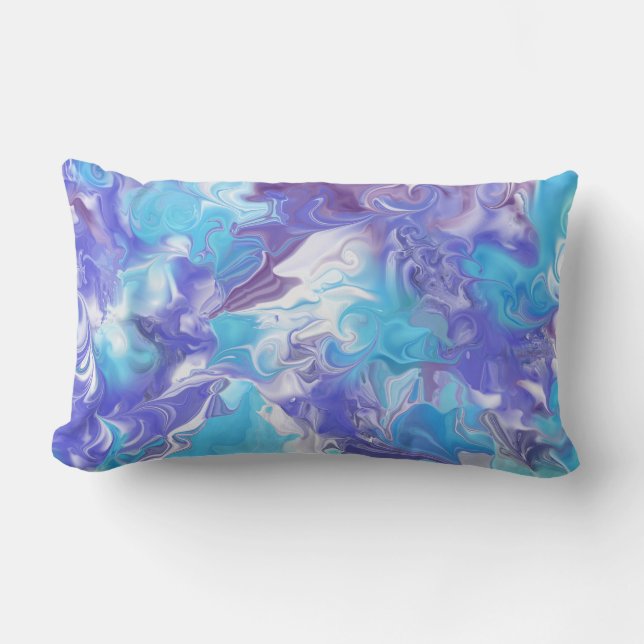 Almohada Lumbar Abstracta Tonos de Azul (Anverso)