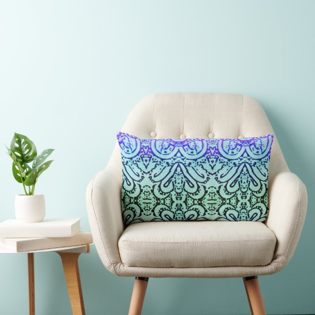 Almohada Lumbar - Abstracto de Colores Fríos  (Silla)