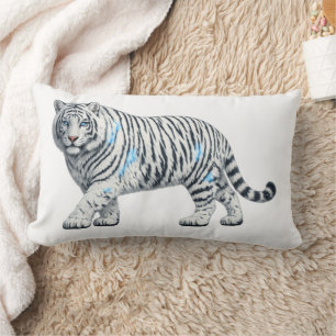 Almohada lumbar artística de tigre blanco majestuo
