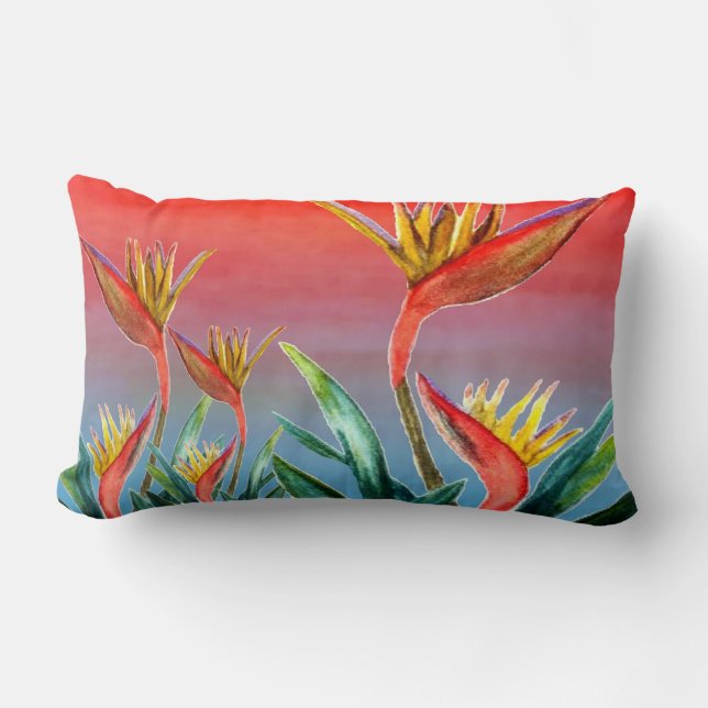 Almohada lumbar Ave del Paraíso del arte (Anverso)