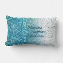 Almohada lumbar azul blanca ombre Mandala