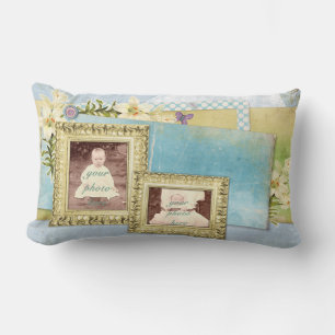Almohada lumbar azul de doble marco