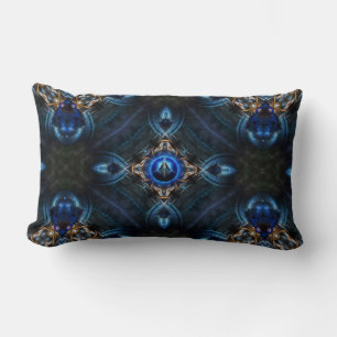 Almohada lumbar azul dorado x75