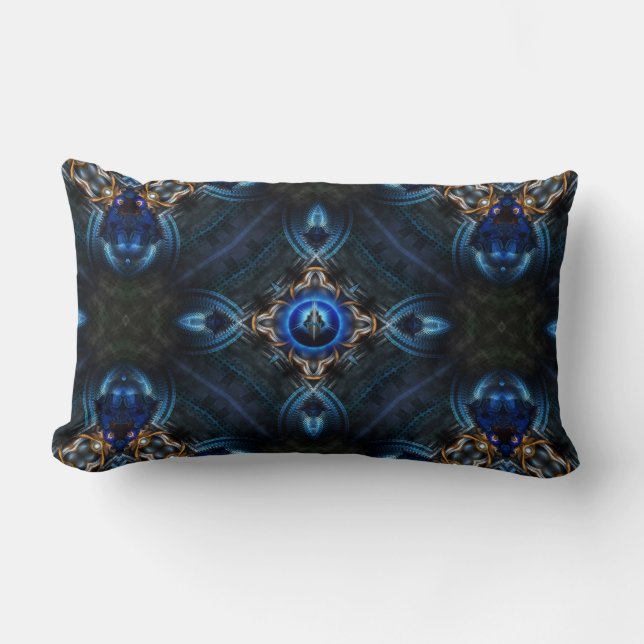Almohada lumbar azul dorado x75 (Anverso)