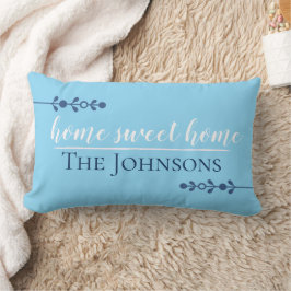 Almohada lumbar azul personalizable Hogar Dulce Ho