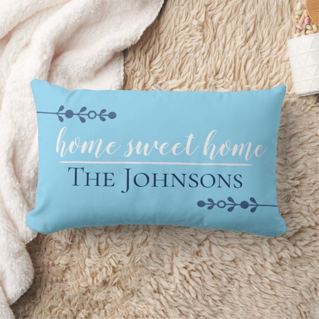 Almohada lumbar azul personalizable Hogar Dulce Ho (Manta)