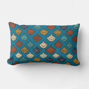 Almohada Lumbar Azul Turquesa con Estampado de Esc