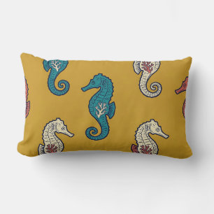 Almohada Lumbar Caballo de Mar Dorado Batik Decora