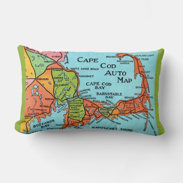 Almohada Lumbar Colorida de Cape Cod (Anverso)