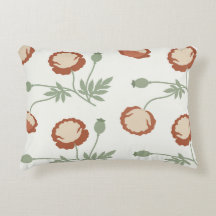 Almohada lumbar con acento floral de amapola en to
