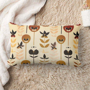 Almohada lumbar con estampado floral de cráneo de 